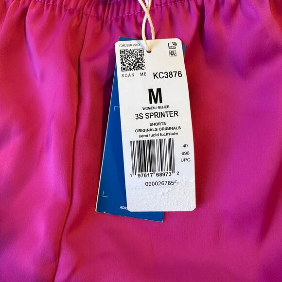 NEW Adidas Womens Track Shorts 3s Sprinter Sz Medium pink - Picture 2 of 9